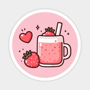Kawaii Strawberry Drink with a Heart | Design for Kawaii Food Art Lovers Magnet